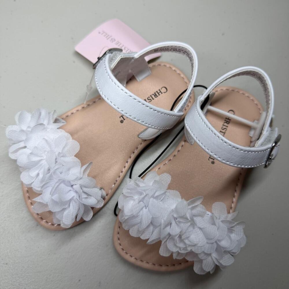 Christie & Jill Lil Ava White Sandals For Girls Size 6M